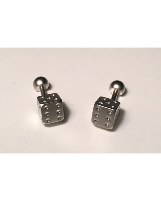 2 Pc. Chain-like Square Classy Dice Cufflinks in a Clean Silver