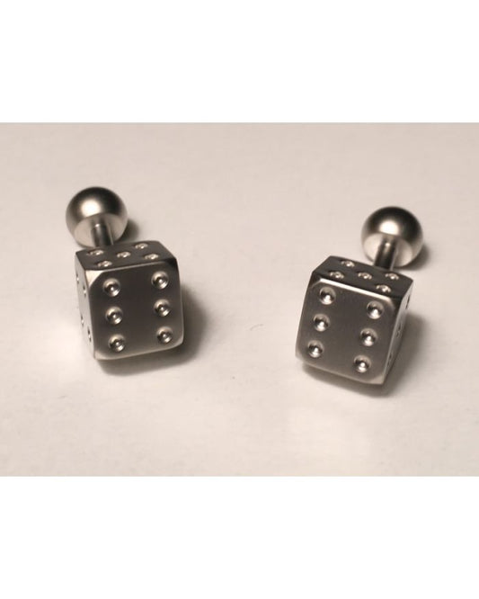 2 Pc. Chain-like Square Classy Dice Cufflinks in a Clean Silver