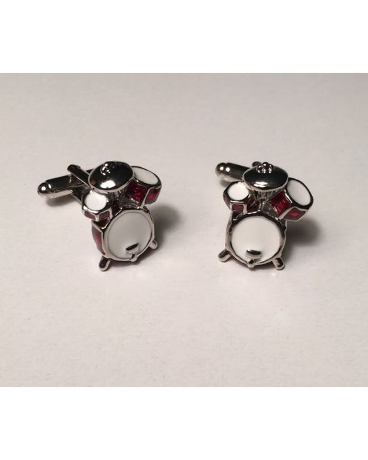 2 Pc. 3D Musical Whole 5 Red Drum Set Cufflinks