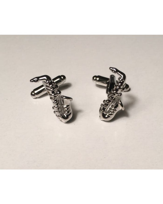 2 Pc. 3D Jazzy Saxaphone Classy Musical Player Cufflinks