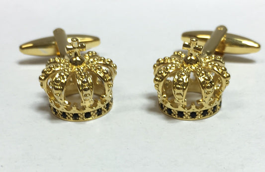 *Gold Religious Superior Crown Cross Cufflinks