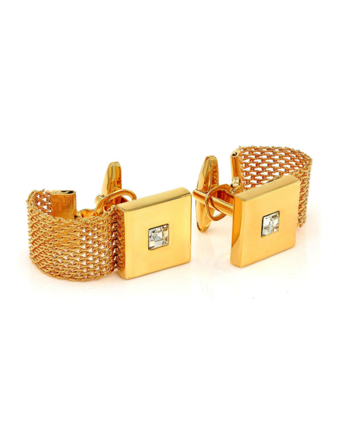 Cufflings Chain Chain Wrap Crystal Cufflinks – Elegant Gold Design – Suit Avenue