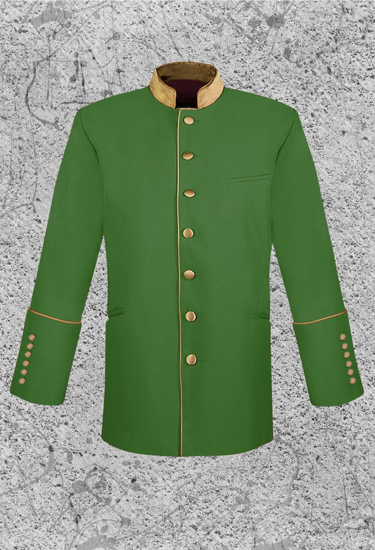 Men's Clergy Frock Jacket - Olive Green/Gold