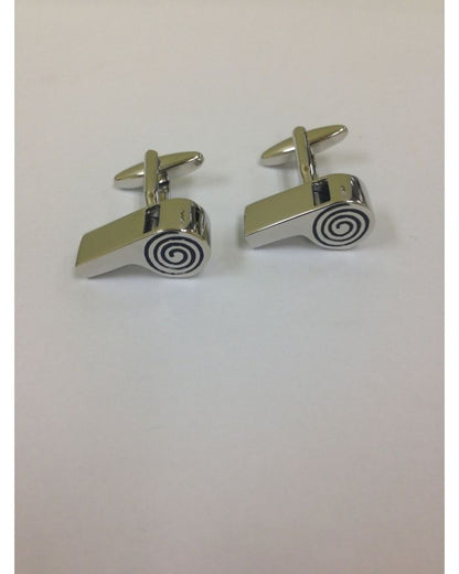 2 Pc. Real Working Whistle Silver Cufflinks