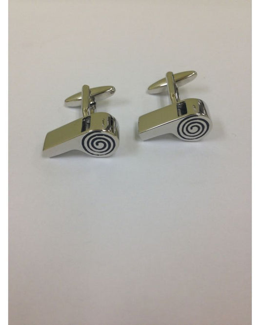 2 Pc. Real Working Whistle Silver Cufflinks