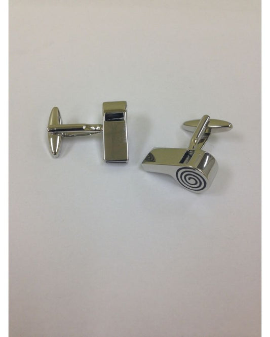 2 Pc. Real Working Whistle Silver Cufflinks