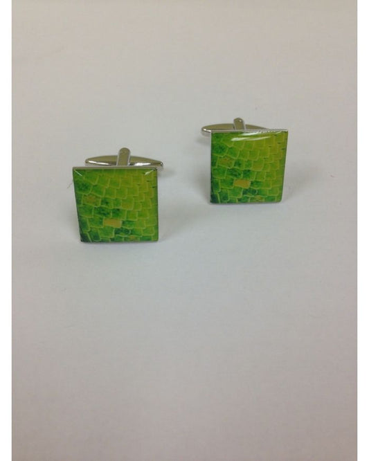 2 Pc. Gator Print Green Design Cufflinks