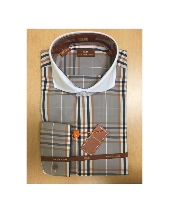 Men's Steven Land Plaid Windowpane Dress Shirt - Lion and Black