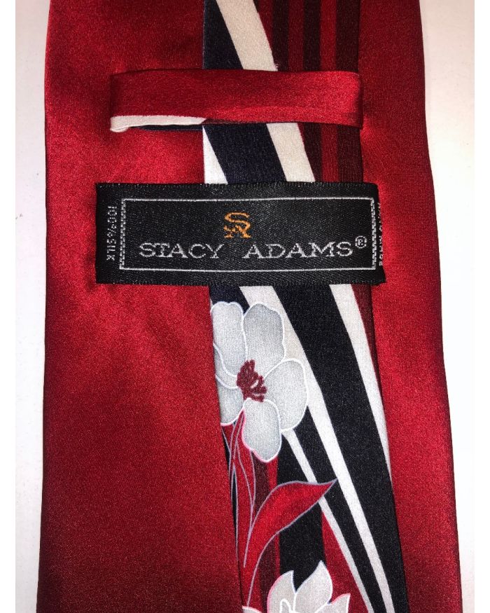 **Stacy Adams Premium Handmade Silk Neck Tie - Red Floral Designo