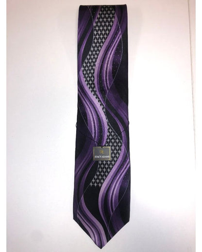 **Stacy Adams Premium Handmade Silk Neck Tie - Purple & Black Designo