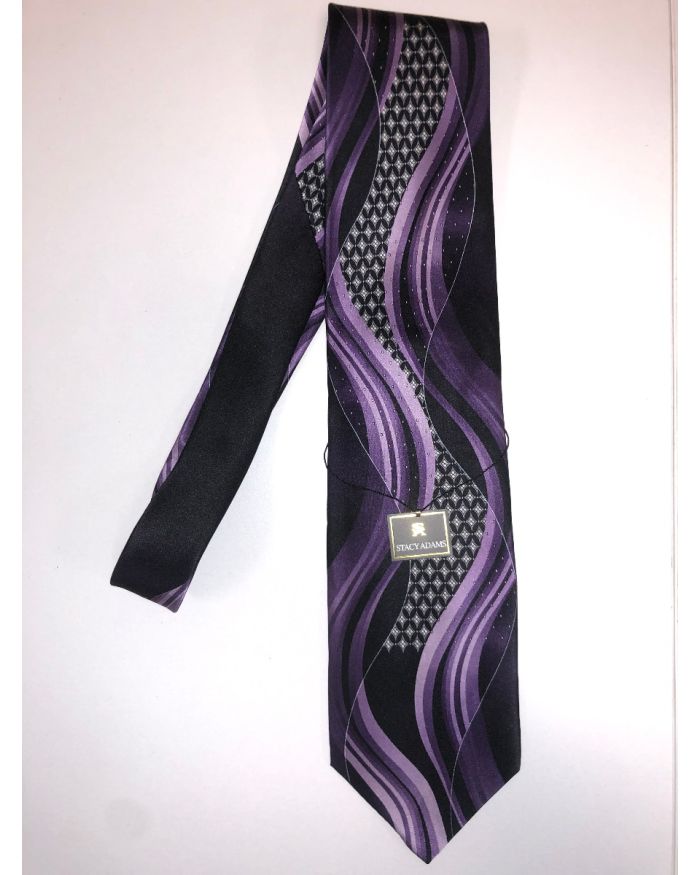 **Stacy Adams Premium Handmade Silk Neck Tie - Purple & Black Designo