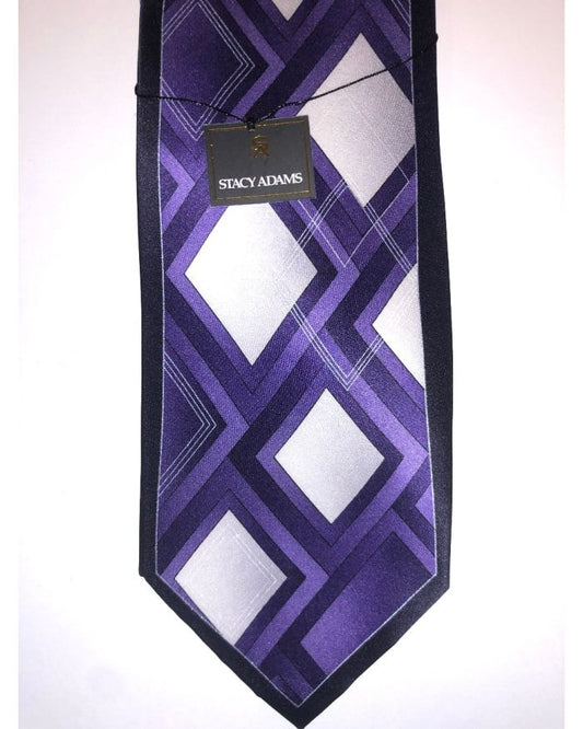**Stacy Adams Premium Handmade Silk Neck Tie - Purple Diamond