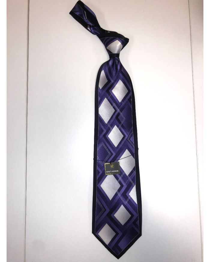 **Stacy Adams Premium Handmade Silk Neck Tie - Purple Diamond