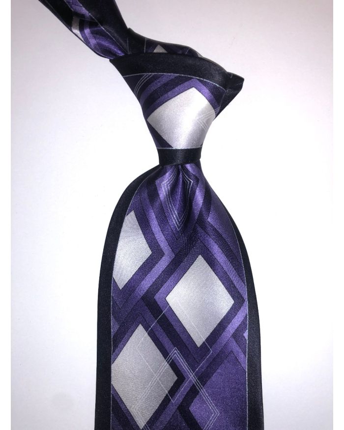 **Stacy Adams Premium Handmade Silk Neck Tie - Purple Diamond