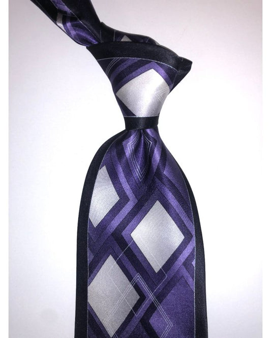 **Stacy Adams Premium Handmade Silk Neck Tie - Purple Diamond