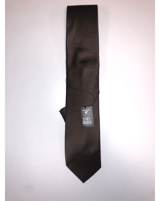 **Stacy Adams Premium Handmade Silk Slim Neck Tie AND HANKY - Solid Brown