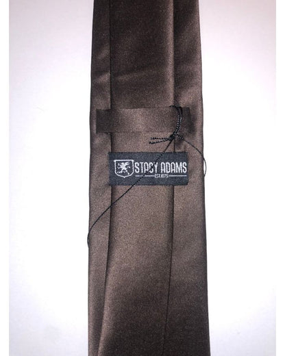 **Stacy Adams Premium Handmade Silk Slim Neck Tie AND HANKY - Solid Brown