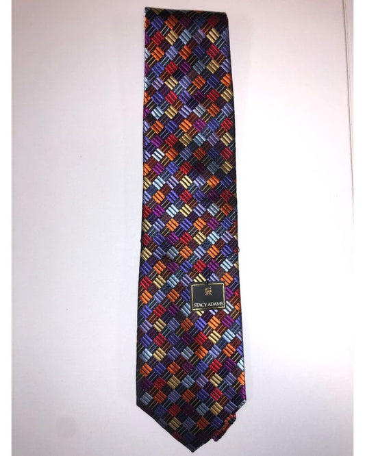 **Stacy Adams Premium Handmade Silk Neck Tie - Multi Color Checks