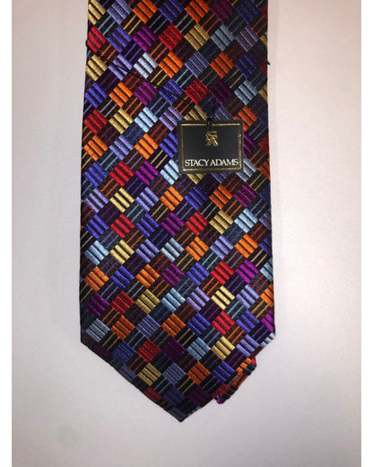 **Stacy Adams Premium Handmade Silk Neck Tie - Multi Color Checks