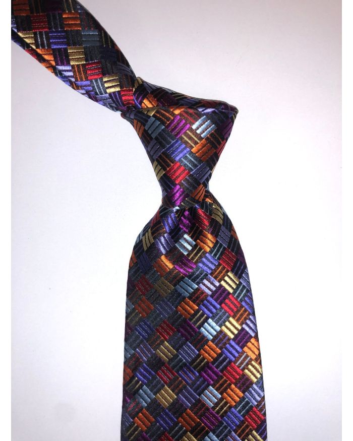**Stacy Adams Premium Handmade Silk Neck Tie - Multi Color Checks