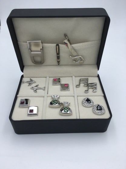 The Lind Box 6 Different Pairs of Cufflinks, Money Clip and a Tie Bars