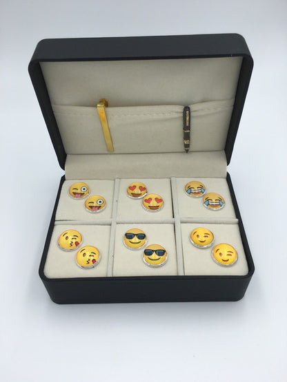 The Happy Box 6 Different Pairs of Cufflinks and 2 Tie Bars