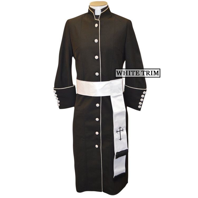 178 W. Women's Pastor/Clergy Robe - Black/White Cincture Set