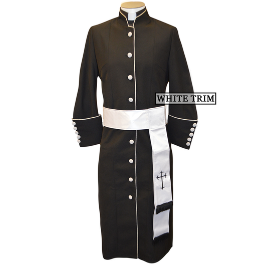 178 W. Women's Pastor/Clergy Robe - Black/White Cincture Set
