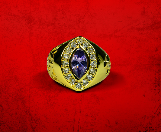 Womens Premium Clergy Ring with Purple Stone - Gold w/ Purple