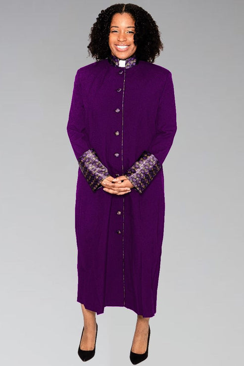 Ladies Purple Clergy Robe with Custom Purple and Gold Brocade – Suit Avenue