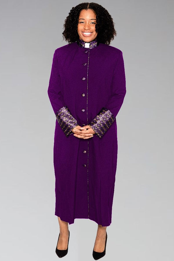 Ladies Purple Clergy Robe with Custom Purple and Gold Brocade – Suit Avenue