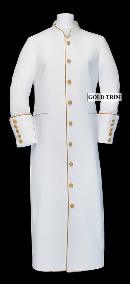 163 W. Ladies Clergy/Pastor Robe - White/Gold Trim