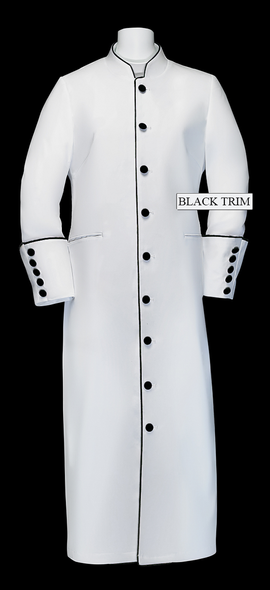 168 W. Women's Clergy/Pastor Robe - White/Black Trim