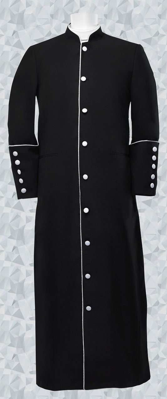 151 M. Men's Clergy Robe Black/White Trim