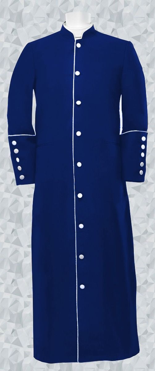 155 M. Men's Clergy/Pastor Robe - Navy/White Trim