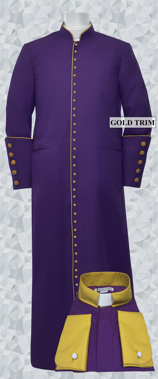 254 M. Men's Roman Cassock & Custom Shirt Package Purple/Gold