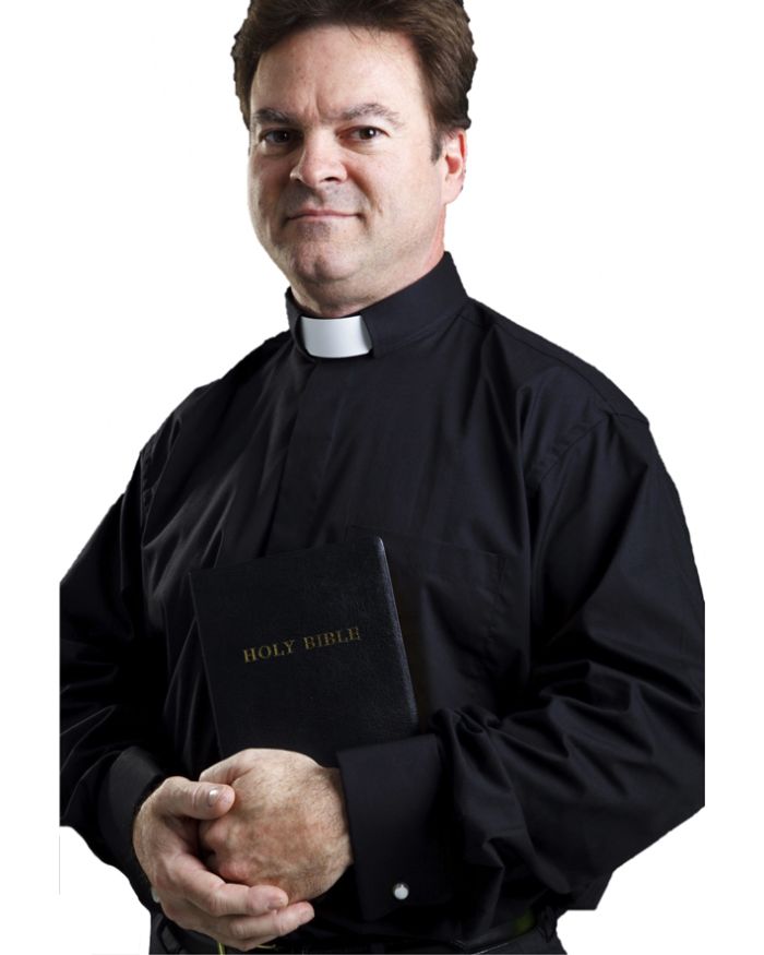 Men's Long-Sleeve Tab-Collar Clergy Shirt - Black