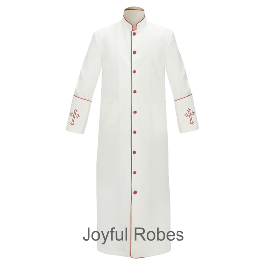 201 M. Men's Clergy/Pastor Robe - White/Red Design