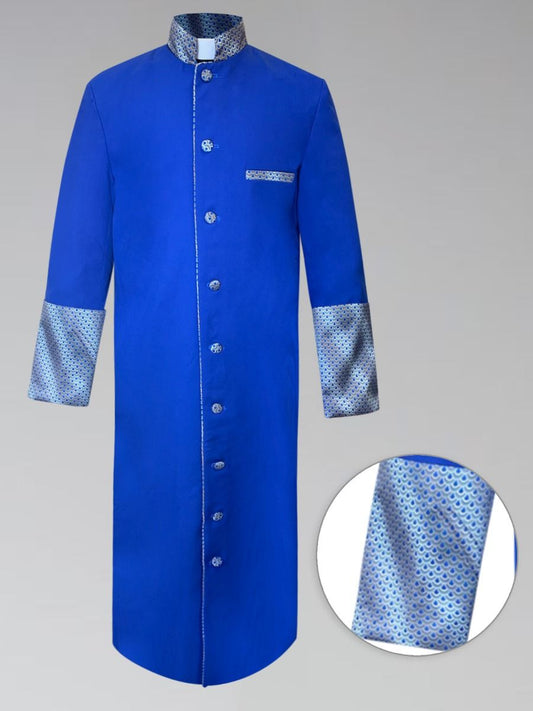 834 M. Men's Clergy Robe - Royal with Custom Gold Tone Brocade