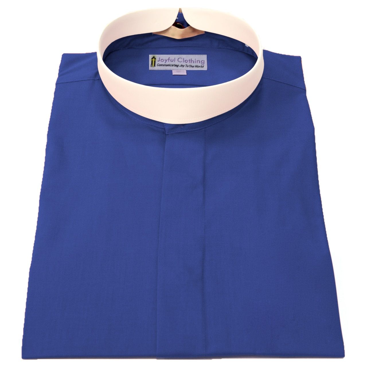 Men's Short-Sleeve (Banded) Full-Collar Clergy Shirt - Royal Blue