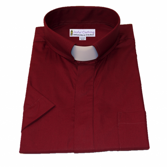 159. Men's Short-Sleeve Tab-Collar Clergy Shirt - Burgundy