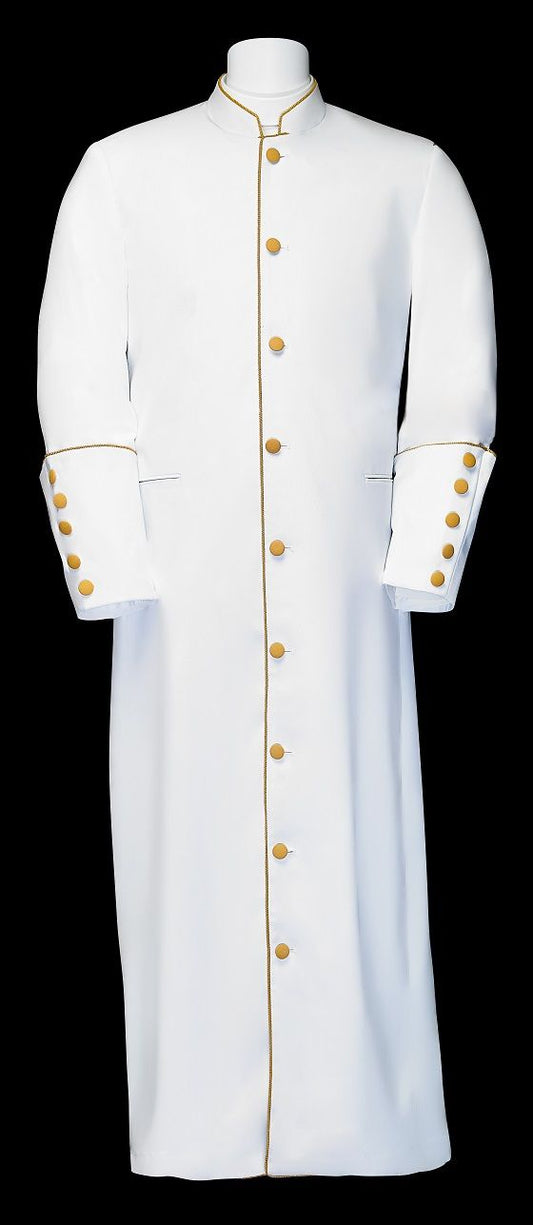 163 M. Men's Clergy/Pastor Robe - White/Gold Trim