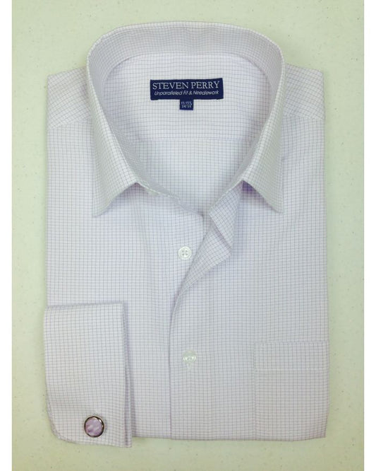 Steven Perry Woven Sport Shirt - White/Lilac FREE CUFFLINKS