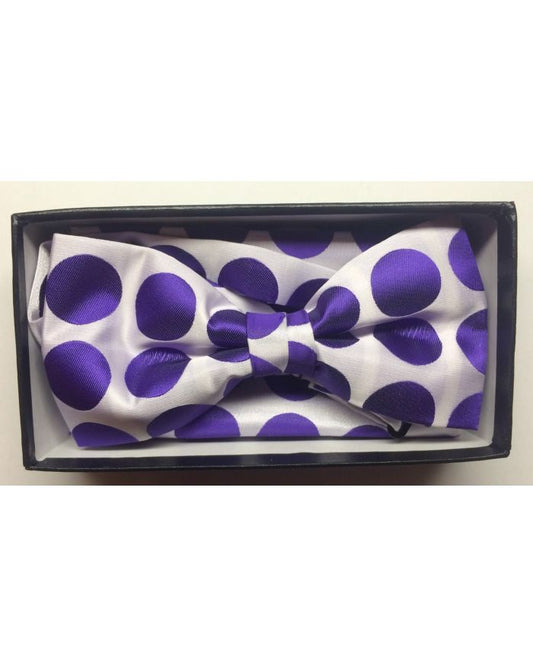Men's Supreme© Polka Dot Bow Tie + Hanky - White & Church Purple
