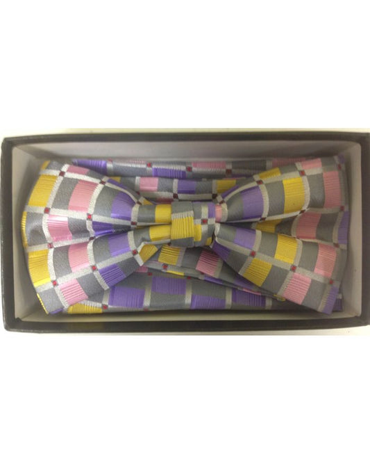 Men's Multicolor Xtreme Fashion Checked Bow Tie - Significant Silver