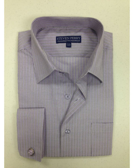 Steven Perry Woven Designer Shirt - Purple Stripes FREE CUFFLINKS