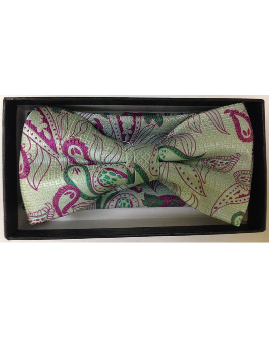 Men's Multi Paisley AND Checked Bow Tie - Mint/Violet