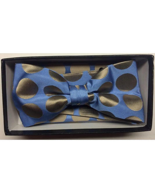Men's Supreme© Polka Dot Bow Tie + Hanky - Sky Blue & Taupe
