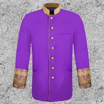 Men's Frock Clergy Jacket - Purple/Gold Brocade