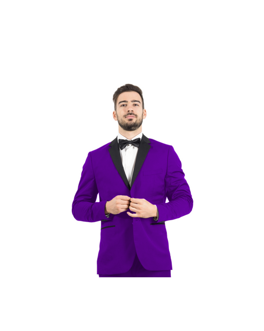 Purple Men's 2-Button Tuxedo - Purple with Black Lapel